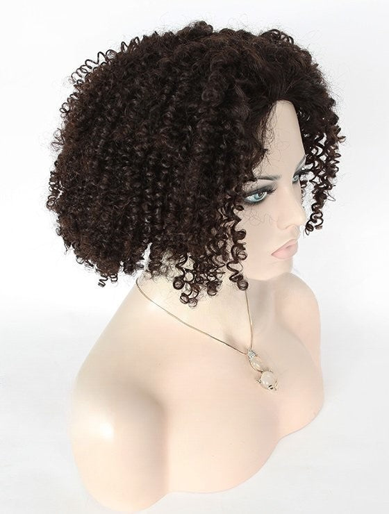 Stock Glueless Brazilian Natural Color Tight Spiral Curl Human Hair Wig