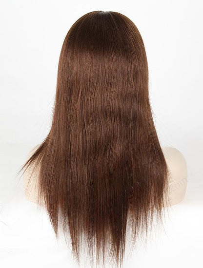 Stock Full Lace Brazilian Medium Brown Straight Human Hair Wigs