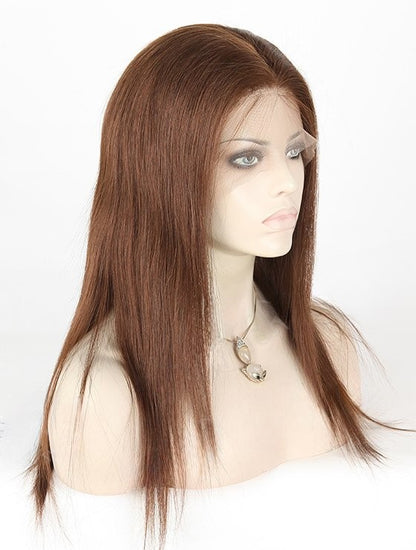 Stock Full Lace Brazilian Medium Brown Straight Human Hair Wigs