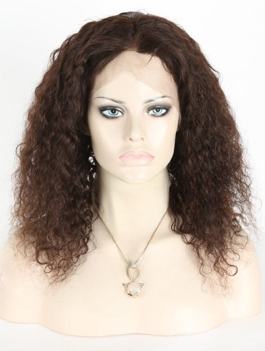 Stock Full Lace Chinese Natural Color Molado Curl Human Hair Wig 16" 150% Density