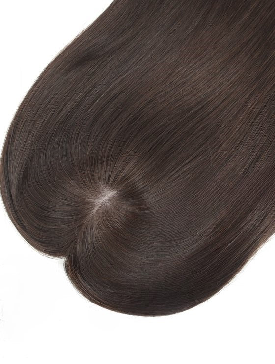 Stock European Dark Brown Straight Human Hair Wefted Silk Top Topper