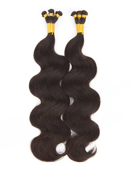 Stock Brazilian Natural Color Body Wave Hand-Tied Human Hair Wefts