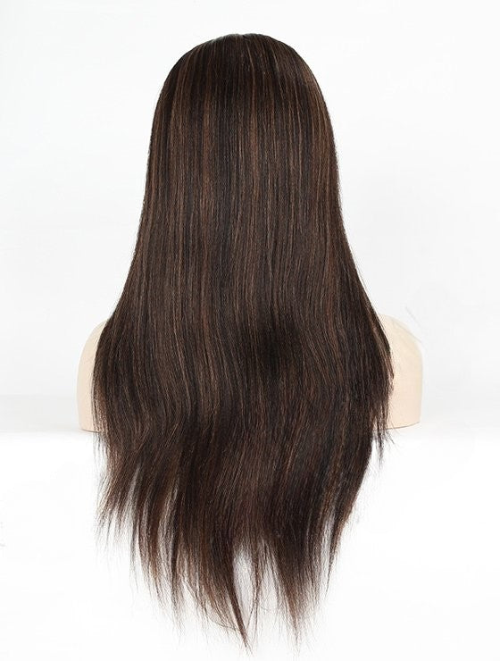 Stock Full Lace Brazilian Off Black with Auburn HL Light Yaki Human Hair Wig