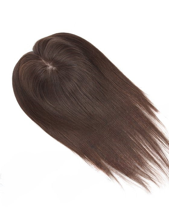 Stock European #2A Straight Double Drawn Human Hair Topper 16" Silketopp 130 % tetthet