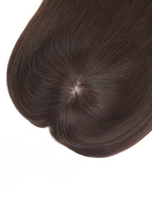 Stock European #2A Straight Double Drawn Human Hair Topper 16" Silk Top 130% Dichte