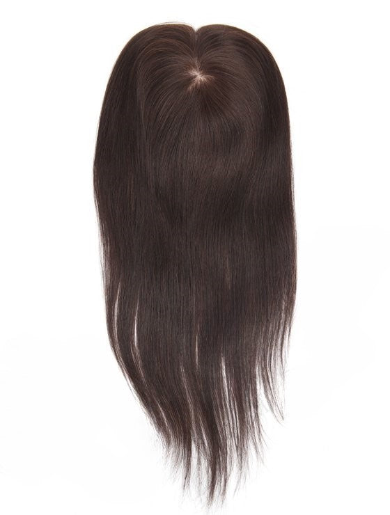 Stock Lace Base European Virgin Dark Brown Straight Human Hair Silk Base Topper