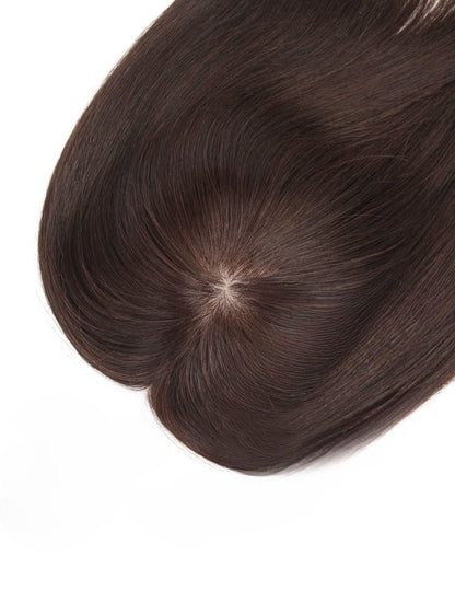 Stock Lace Base European Virgin Dark Brown Straight Human Hair Silk Base Topper