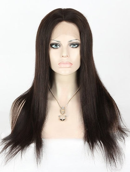 Stock Full Lace Malaysian Natural Color Straight Human Hair Silk Top Wigs