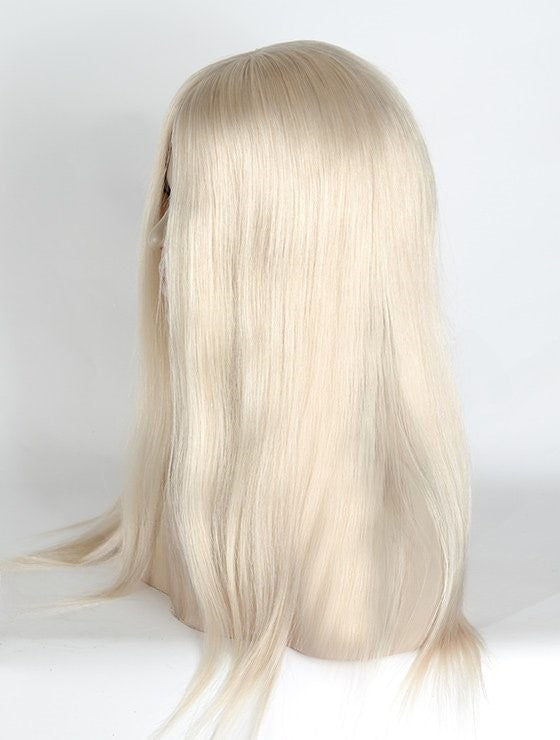 Stock Glueless European White Straight Human Hair Silk Top Wigs