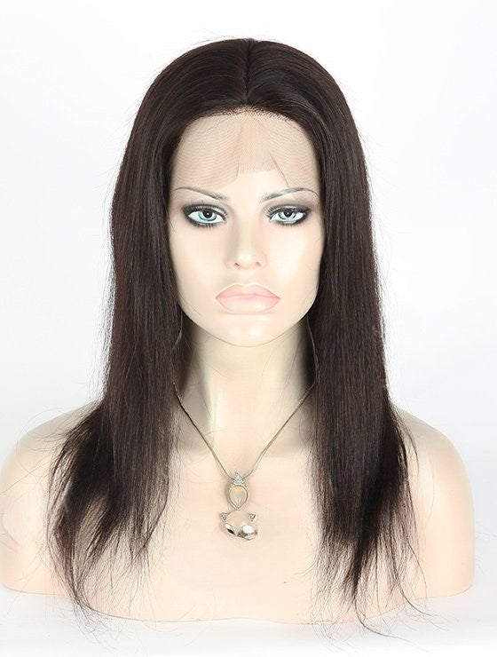 Stock Full Lace Malaysian Natural Color Light Yaki Human Hair Perücken 14-16" mit Silk Top 4.5" x 4.5" 130% Dichte