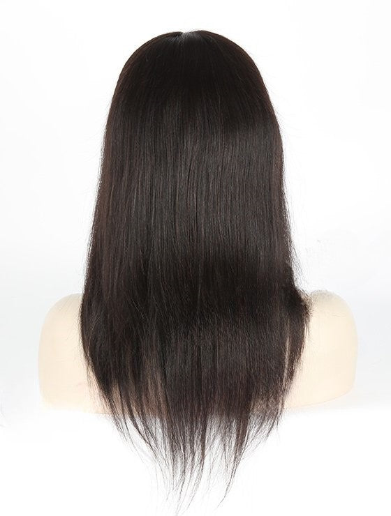 Stock Full Lace Indian Remy Natural Color Light Yaki Human Hair Silk Top Wigs