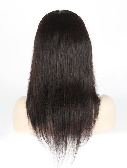 Stock Full Lace Indian Remy Natural Color Light Yaki Human Hair Silk Top Wigs