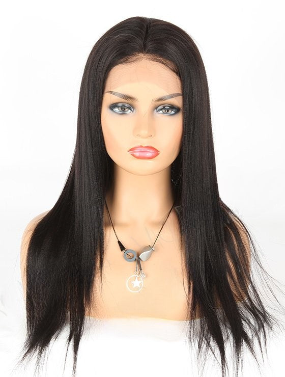 Stock Full Lace Brazilian Off Black Light Yaki Human Hair Wigs