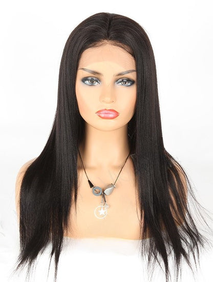 Lager helblonde Indian Remy Naturlig farge rett menneskehår parykk 12-14" 130 % tetthet