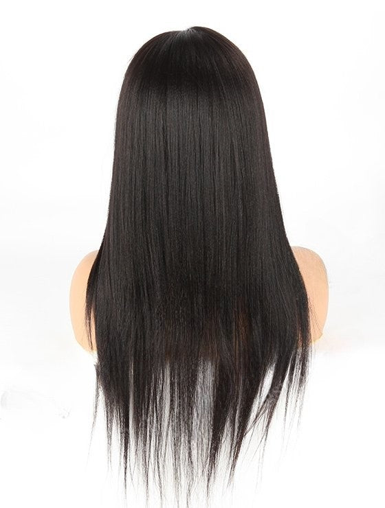 Stock Full Lace Brazilian Off Black Light Yaki Human Hair Wigs