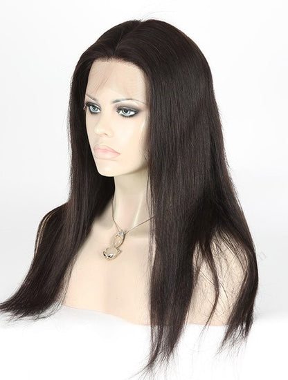 Stock Full Lace Malaysian Natural Color Light Yaki Human Hair Perücken 14-16" mit Silk Top 4.5" x 4.5" 130% Dichte