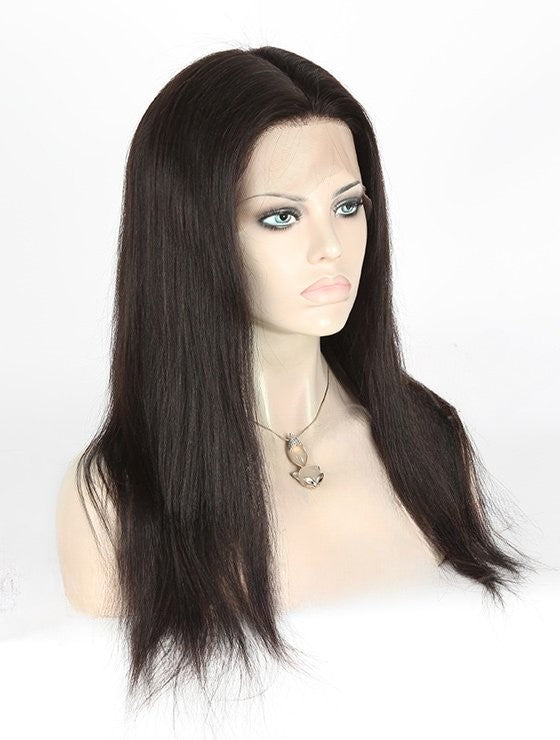 Stock Full Lace Malaysian Natural Color Light Yaki Human Hair Perücken 14-16" mit Silk Top 4.5" x 4.5" 130% Dichte