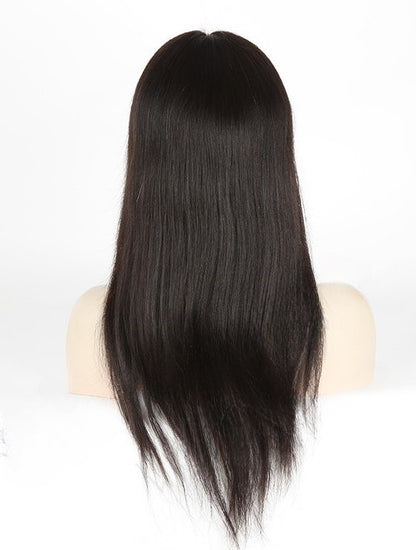 Stock Full Lace Indian Remy Natural Color Light Yaki Human Hair Silk Top Wigs