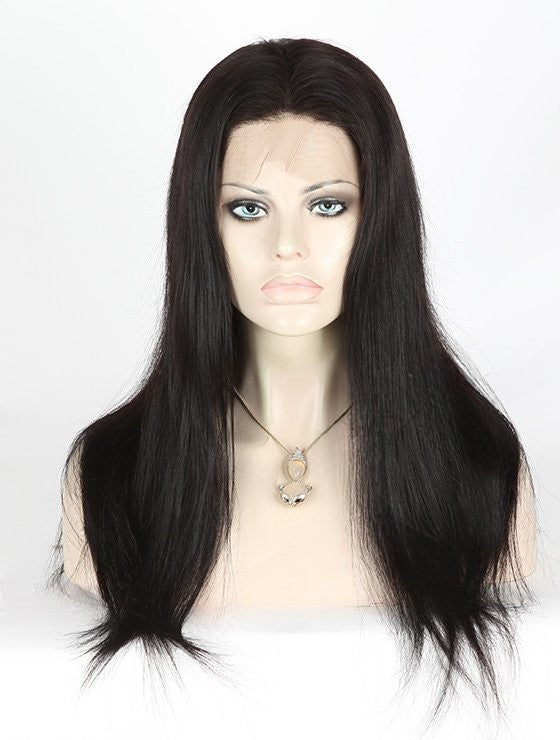 Stock Full Lace Brazilian Black Straight Human Hair Silk Top Wig