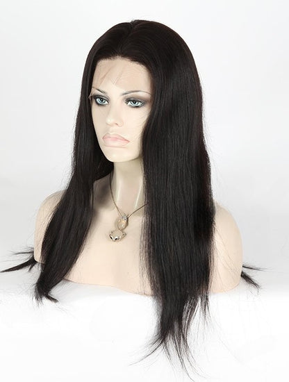 Stock Full Lace Brazilian Black Straight Human Hair Silk Top Wig