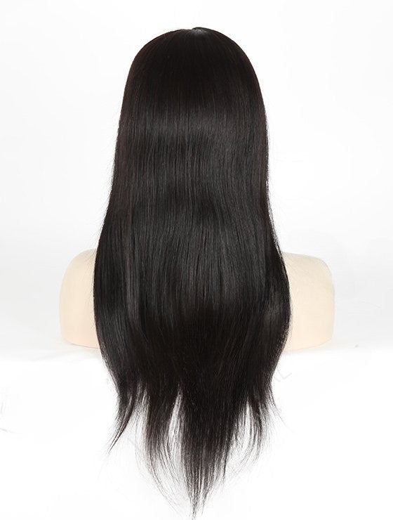 Stock Full Lace Brazilian Black Straight Human Hair Silk Top Wig