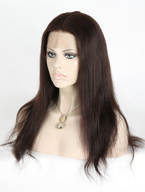 Stock Full Lace Chinese Dark Brown Natural Straight Human Hair Wigs