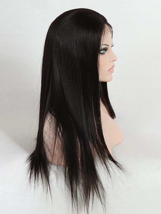 Stock Full Lace Malaysian Natural Color Light Yaki Human Hair Perücken 14-16" mit Silk Top 4.5" x 4.5" 130% Dichte