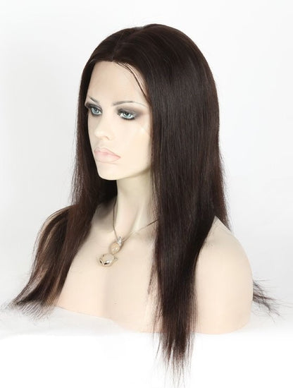 Stock Full Lace Brazilian Natural Color Straight Human Hair Silk Top Wigs