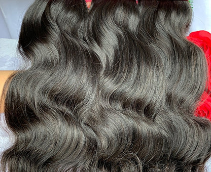 Stock Cambodian Raw Natural Black Line Wavy Human Hair Bundles