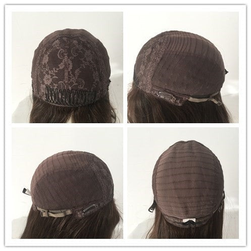 Stock European Chestnut Brown Straight Slight Layer Silk Top Jewish Wigs