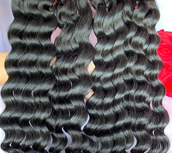 Lager Ubehandlet naturlig farge Rare Wave Virgin Human Hair Bunter 12"-24" 3 Doble Wefted Bunter 300g